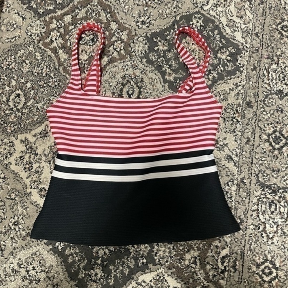La Blanca striped red black and white swimming top